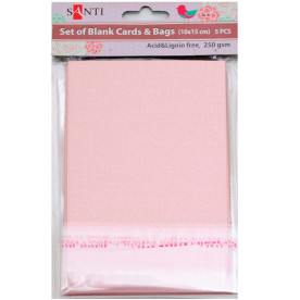 Набір рожевих перламутрових заготовок для листівок, 10см * 15см, 250г / м2, 5шт. Santi