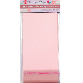 Набор розовых перламутровых заготовок для открыток, 10см*20см, 250г/м2, 5шт. от Santi