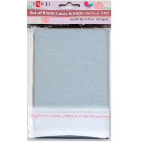Набор серебристых перламутровых заготовок для открыток, 10см*15см, 250г/м2, 5шт. от Santi