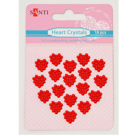 Набір кристалів самоклеючих сердечка червоні, 18 шт,  Santi