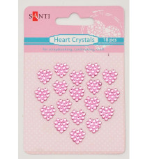 Набор кристаллов самоклеющихся сердечки розовые, 18 шт от Santi