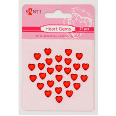 Набір страз самоклеючих сердечка червоні, 27 шт,  Santi