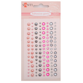 Набір страз і перлин клейових «Рожевий-сірий», 120 шт, Santi