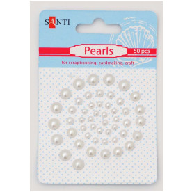 Набір перлин самоклеючих білих, 50 шт,  Santi
