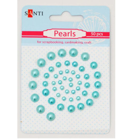 Набір перлин самоклеючих бірюзових, 50 шт,  Santi