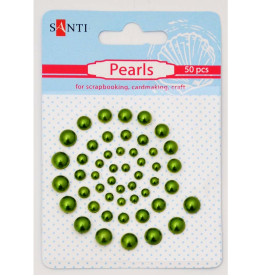 Набір перлин самоклеючих зелених райдужних, 50 шт,  Santi