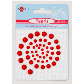 Набор жемчужин самоклеющихся красных, 50 шт от Santi