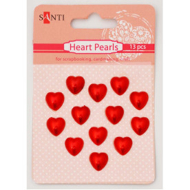 Набір перлин самоклеючих сердечка червоні, 13 шт, Santi