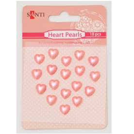 Набір перлин самоклеючих сердечка рожеві, 18 шт, Santi