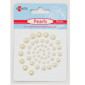 Набір перлин самоклеючих колір шампанського, 50 шт,  Santi