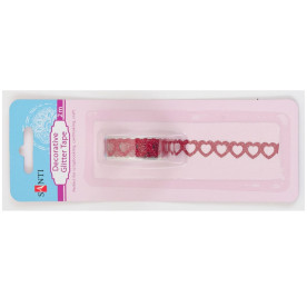 Стрічка самоклеюча блискуча "Сердечка" червона, 2 м від Santi