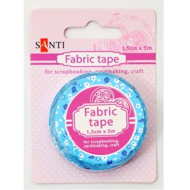 Лента текстильная самоклеющаяся "Голубые цветы", 1,5см*5м от Santi