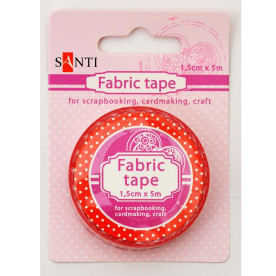 Стрічка текстильна самоклеюча "Червоний горох", 1,5 см * 5м від Santi