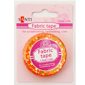Лента текстильная самоклеющаяся "Оранжевые цветы", 1,5см*5м от Santi