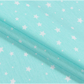 Бязь, Звезды, бирюзовые, 50х50 см, хлопок 100%, 140 г/м²