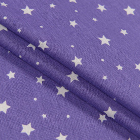 Бязь, Зірки, фіолетовий, 50х50 см, бавовна 100%, 140 г/м²