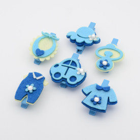 Набір прищіпок з прикрасами з фетру Хлопчик, 6 шт, 45 мм.