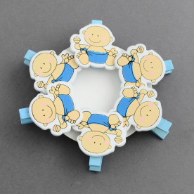 Набор прищепок Мальчик с погремушкой, 6 шт, 35 мм.