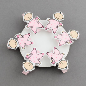 Набор прищепок Девочка с бутылочкой, 6 шт, 35 мм