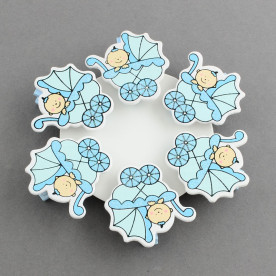 Набір прищіпок Хлопчик в колясці, 6 шт, 35 мм