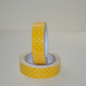 Лента тканевая на клеевой основе, ярко-желтый горошек, 15 мм, 4 м