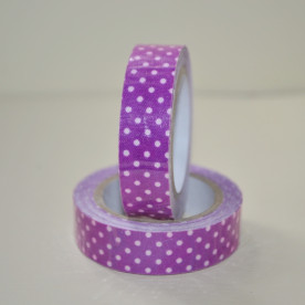Стрічка тканинна на клейовий основі, фіолетовий горошок, 15 мм, 4 м