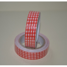 Лента тканевая на клеевой основе, красная клетка, 15 мм, 4 м