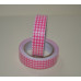 Стрічка тканинна на клейовий основі, рожева клітка, 15 мм, 4 м