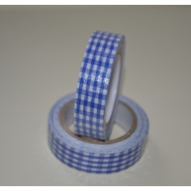 Лента тканевая на клеевой основе, синяя клетка, 15 мм, 4 м