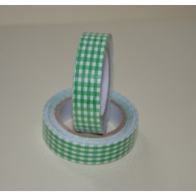 Лента тканевая на клеевой основе, зеленая клетка, 15 мм, 4 м