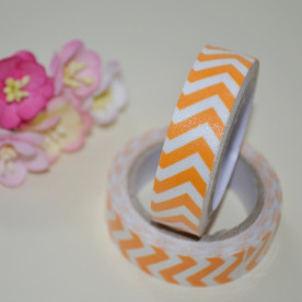 Стрічка тканинна на клейовий основі, помаранчевий шеврон, 15 мм, 4 м