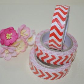 Лента тканевая на клеевой основе, красный шеврон, 15 мм, 4 м