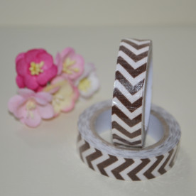 Стрічка тканинна на клейовий основі, коричневий шеврон, 15 мм, 4 м