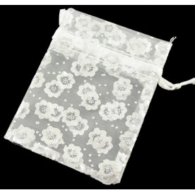 Пакетик з органзи Біла квітка, 9х7 см