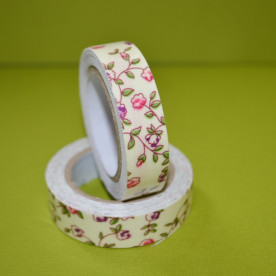 Лента на клеевой основе тканевая, сиреневые цветы, 15 мм, 4 м