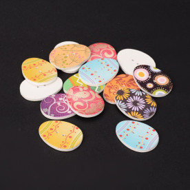 Набор деревянных пуговиц Пасхальные яйца, 5 шт., 30х24 мм.