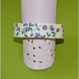 Стрічка на клеєвій основі тканинна, фіолетові квіти, 15 мм, 4 м