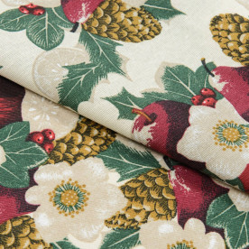 Декоративная новогодняя ткань, Лонета Lazo, хлопок 60%, бежевый, 145 г/м2, 50х70 см