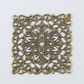 Металлическое украшение Квадрат, античная бронза, 40х40 мм