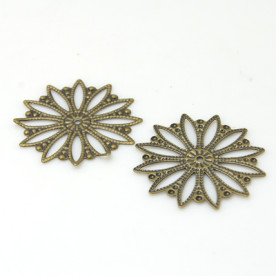 Металлическое украшение Круглый цветок, античная бронза, 26 мм