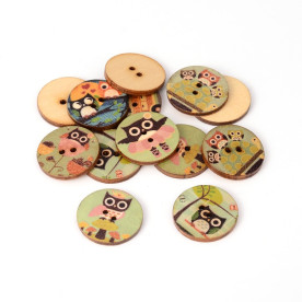 Набор деревянных пуговиц Совы, 5 шт., 25 мм