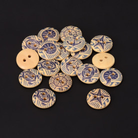 Набір дерев'яних гудзиків Океан, 5 шт., 15 мм