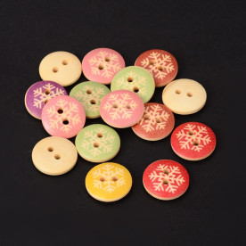 Набор деревянных пуговиц Снежинки 1, 5 шт., 15 мм