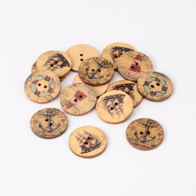 Набор деревянных пуговиц Корабли винтаж, 4 шт., 25 мм