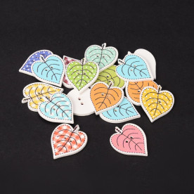 Набор деревянных пуговиц Листики, 4 шт., 24х19 мм