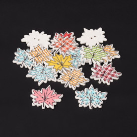 Набір дерев'яних гудзиків Кленовий лист, 5 шт., 24х25 мм