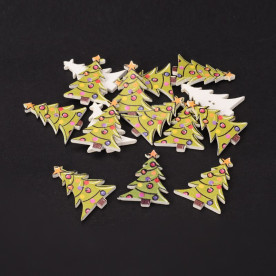 Деревянная пуговица Новогодняя елка, 1 шт., 30х23 мм