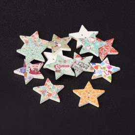 Набір дерев'яних гудзиків Зірочки, 4 шт., 25 мм