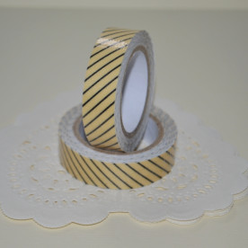 Лента тканевая на клеевой основе, желтая с черной полосой, 15 мм, 4 м