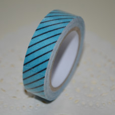 Стрічка тканинна на клейовий основі, синя з чорною смугою, 15 мм, 4 м